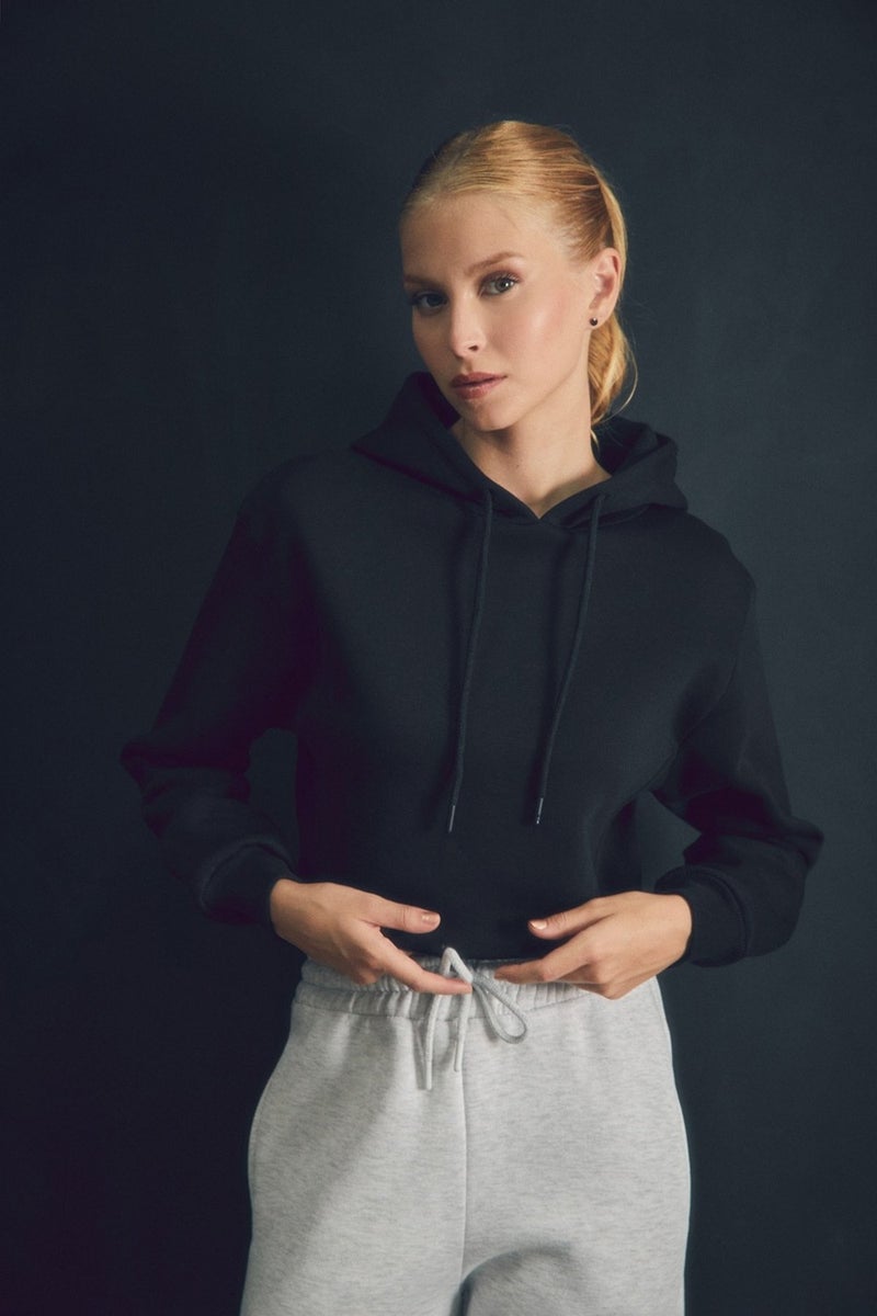 Basic Hooded Crop Sweatshirt