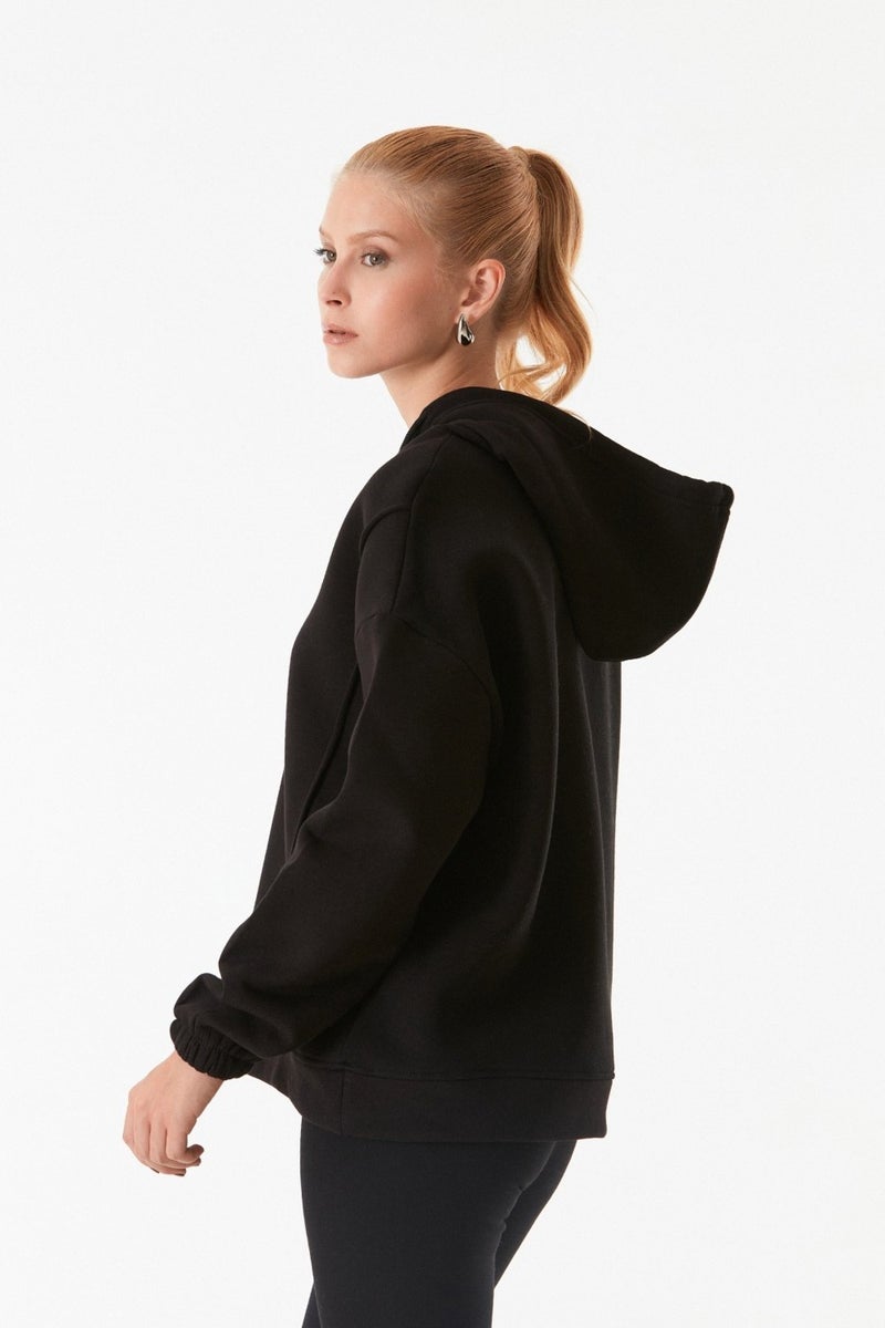 Basic Half Zip Hooded Sweatshirt