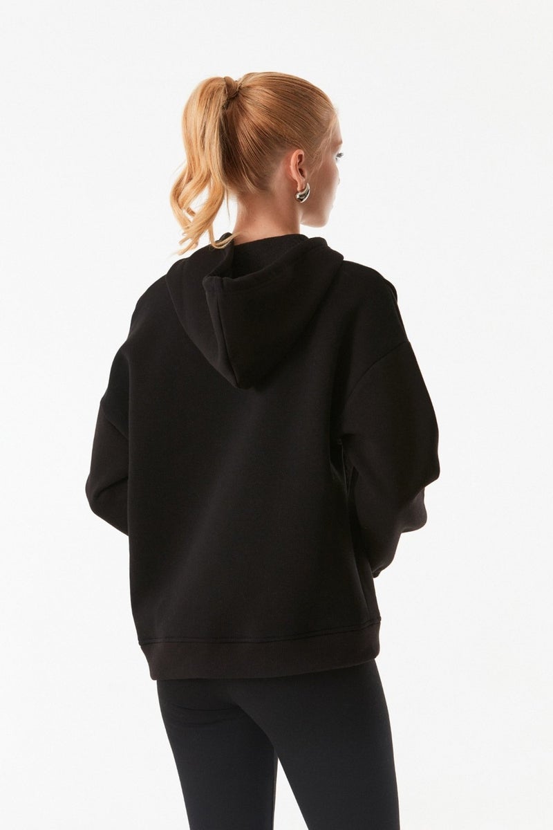 Basic Half Zip Hooded Sweatshirt