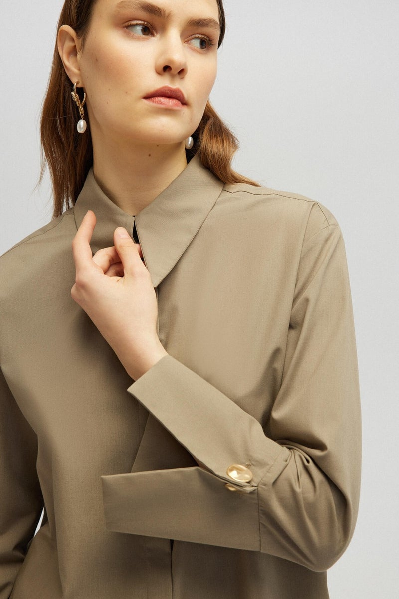 Wide Cuff Poplin Shirt