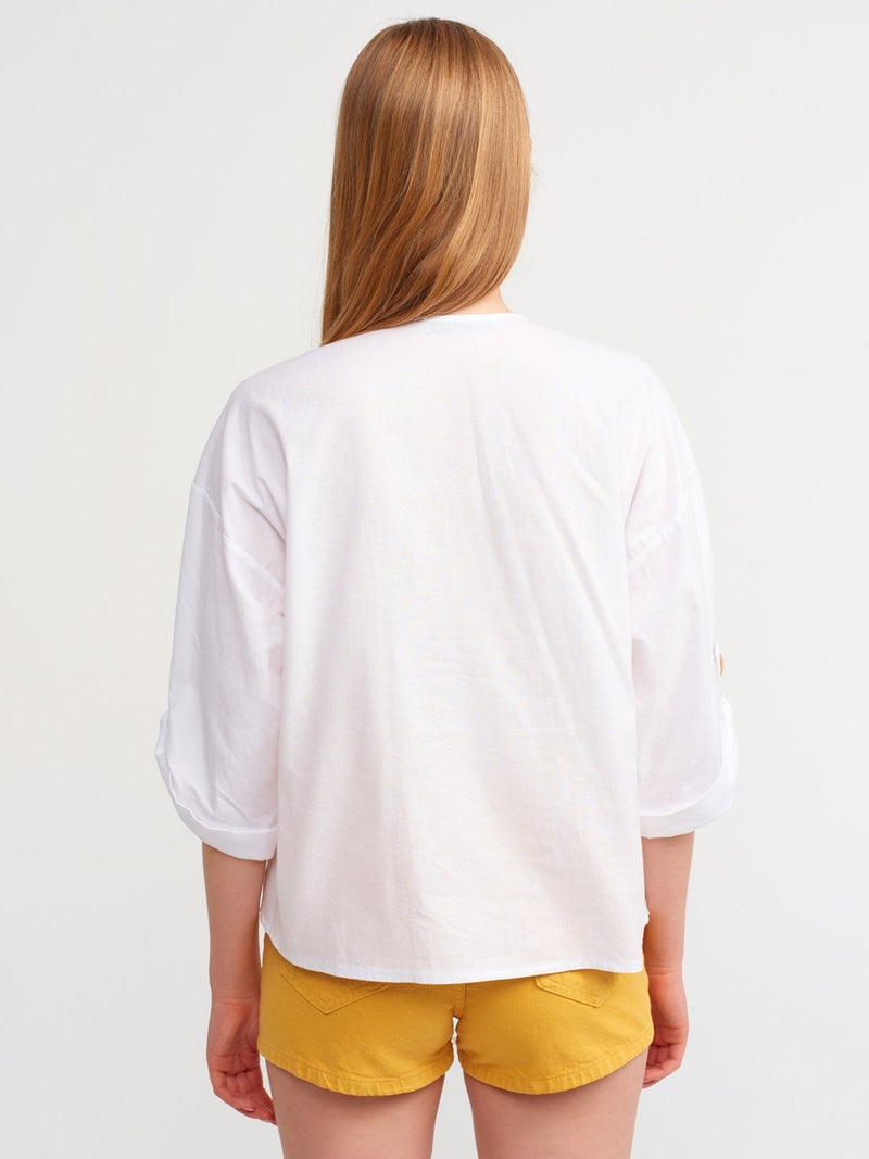 50302 Oversize Epaulette Shirt-White