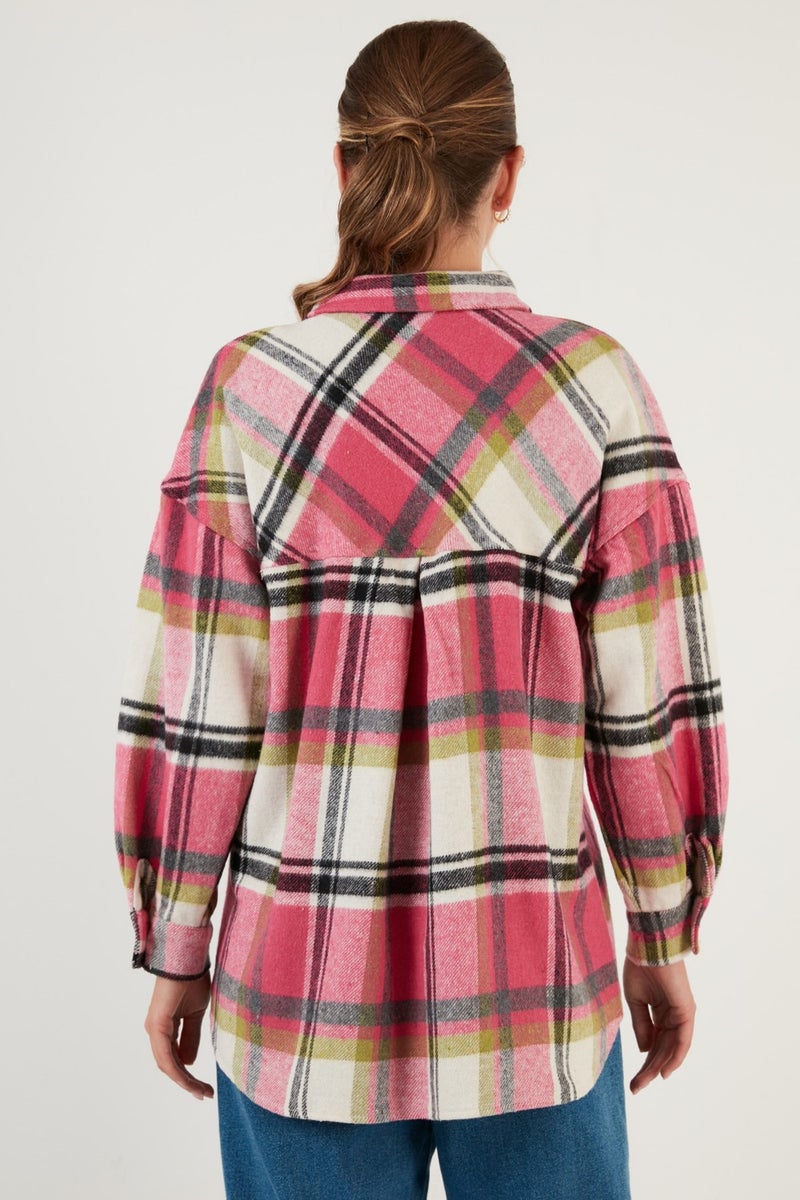 Plaid Oversize Double Pocket Winter Lumberjack Shirt Women's Shirt 42190473