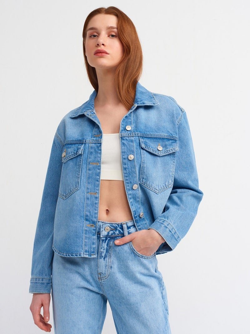 50719 Denim Shirt with Pockets-Blue