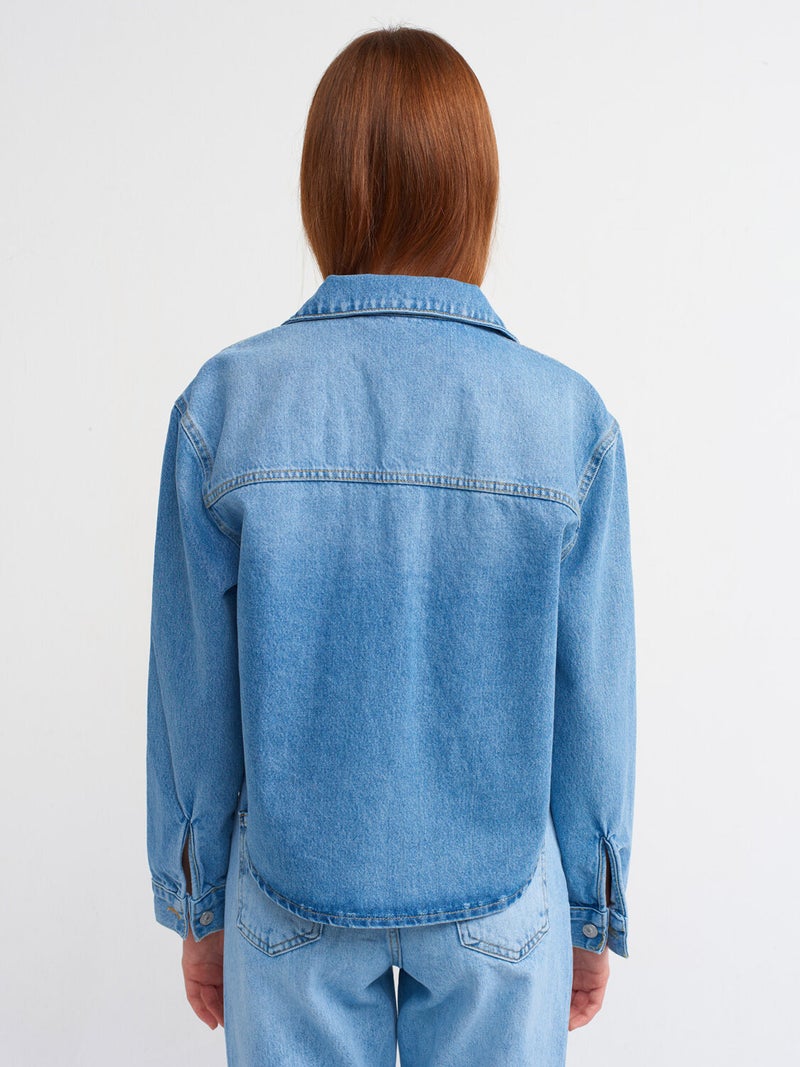 50719 Denim Shirt with Pockets-Blue