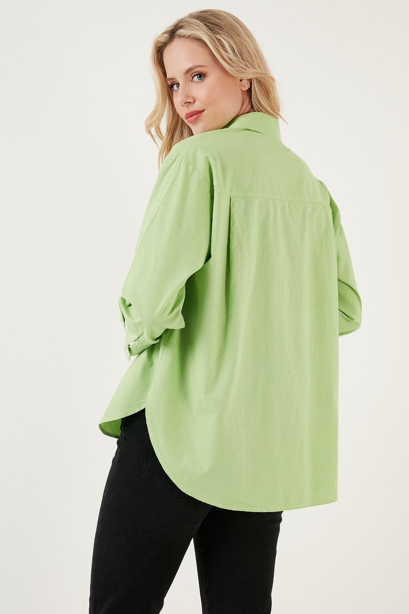 Oversize 100% Cotton Poplin Shirt Women's Shirt CF21S163867