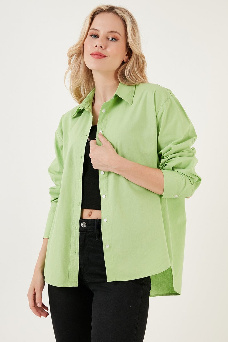 Oversize 100% Cotton Poplin Shirt Women's Shirt CF21S163867