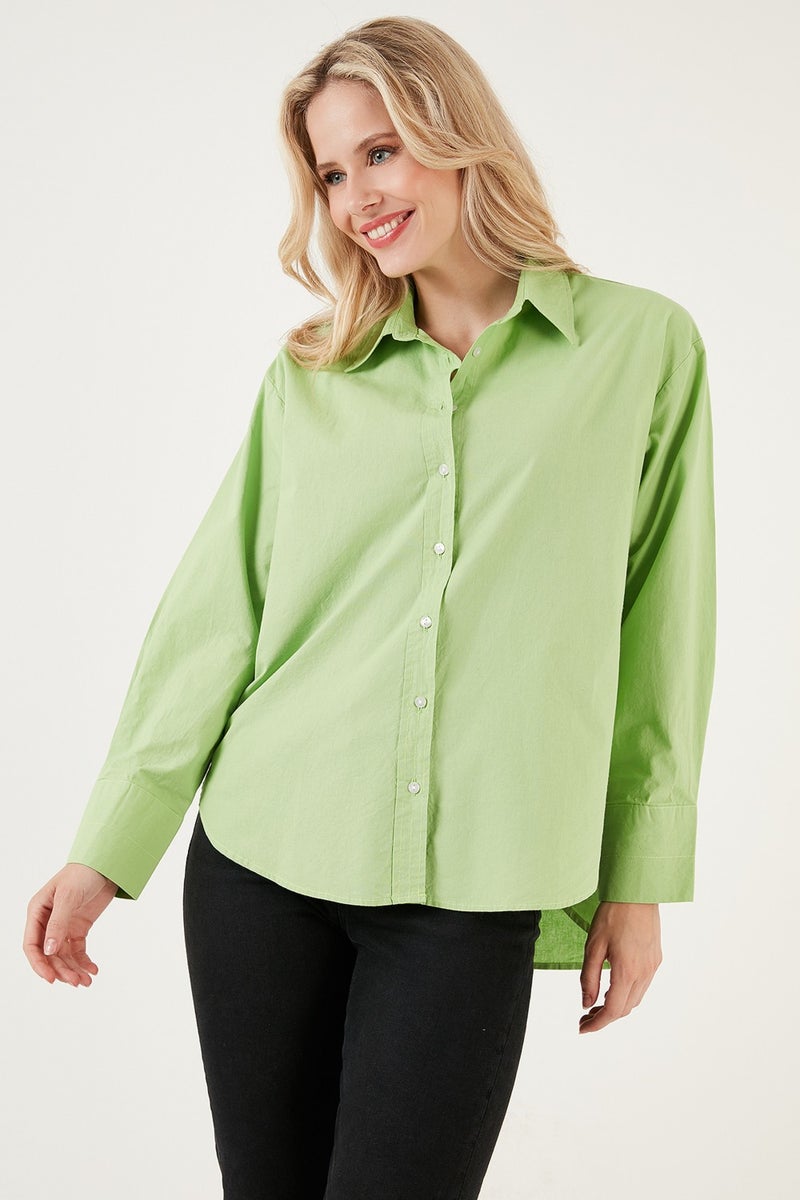 Oversize 100% Cotton Poplin Shirt Women's Shirt CF21S163867
