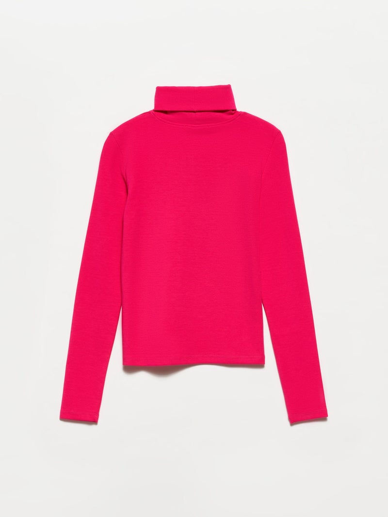 50167 Turtleneck Blouse-Fuchsia