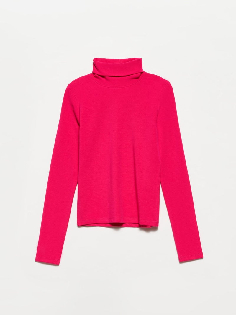 50167 Turtleneck Blouse-Fuchsia