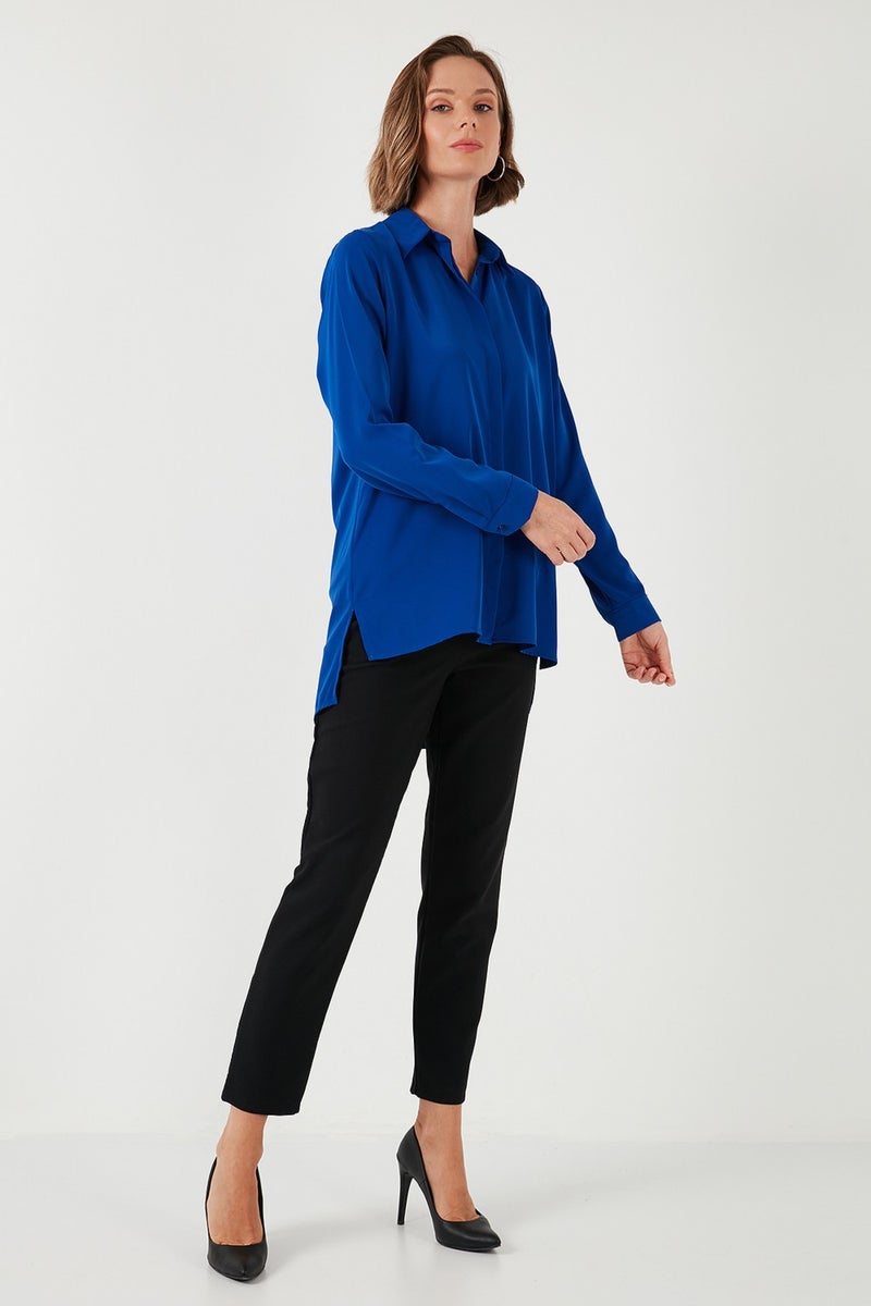 Regular Fit Short Front Long Back Plain Shirt Women's Shirt 611GO020