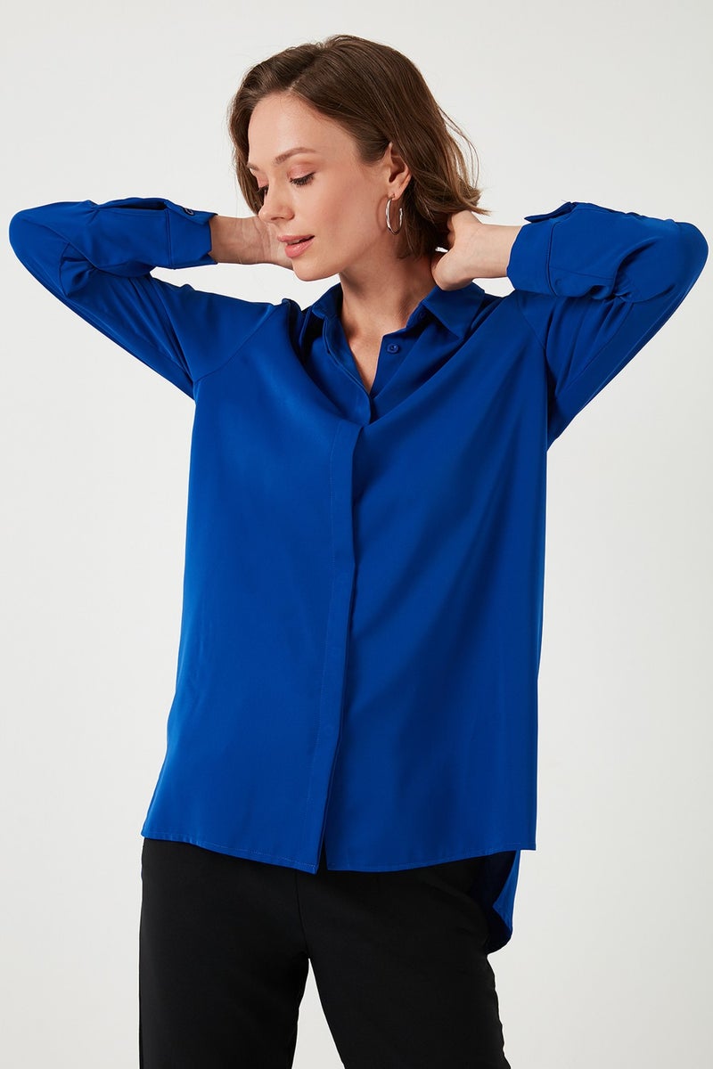 Regular Fit Short Front Long Back Plain Shirt Women's Shirt 611GO020