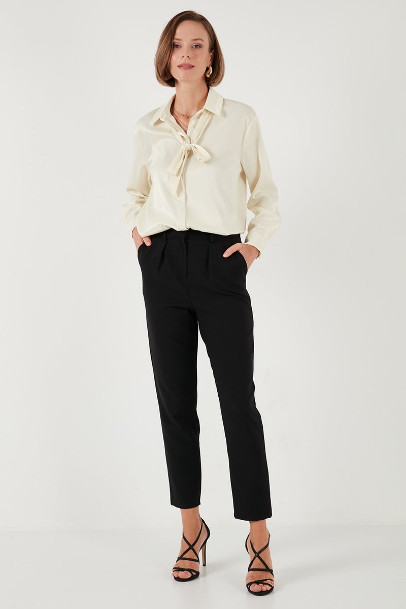 Regular Fit Tie Detail Satin Shirt Women's Shirt 611GO00159