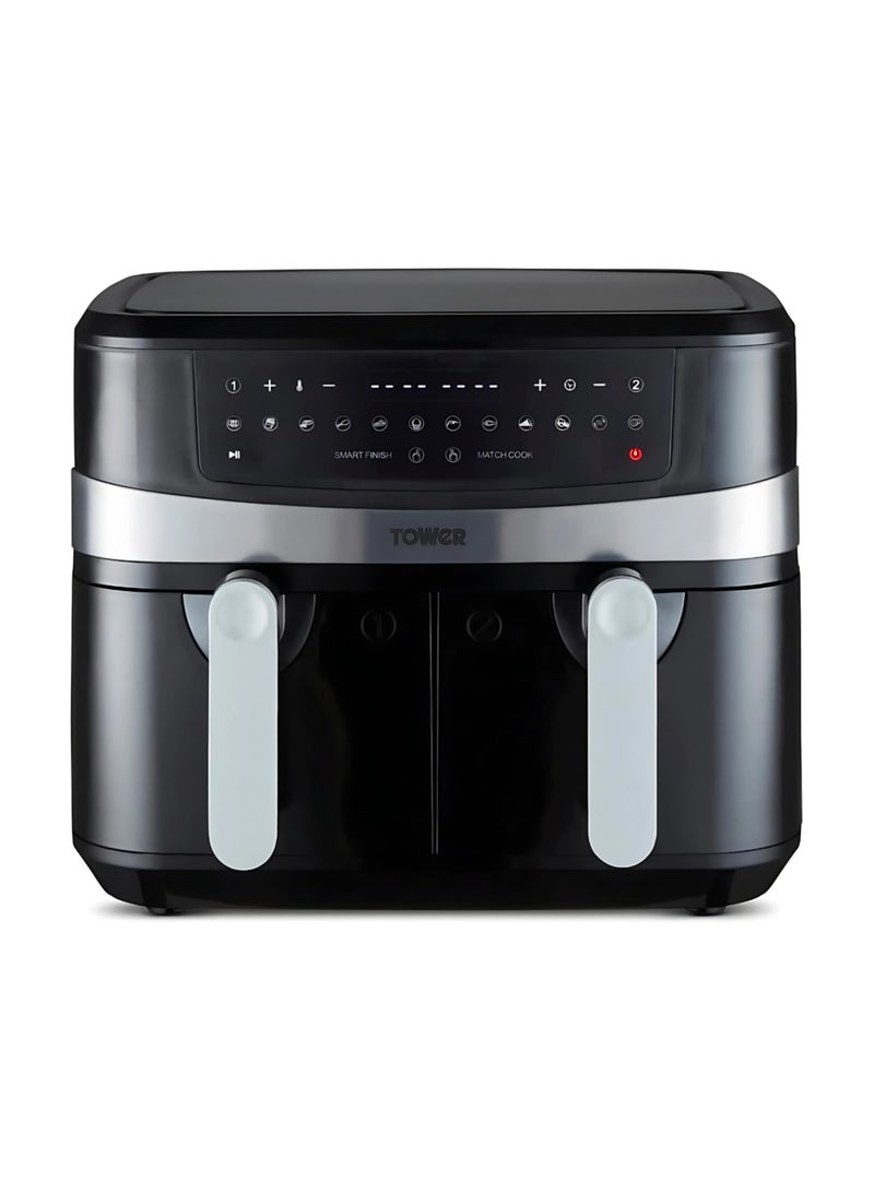 Tower Vortx 9L Dual Basket Air Fryer with Smart Finish, 2600W, Black