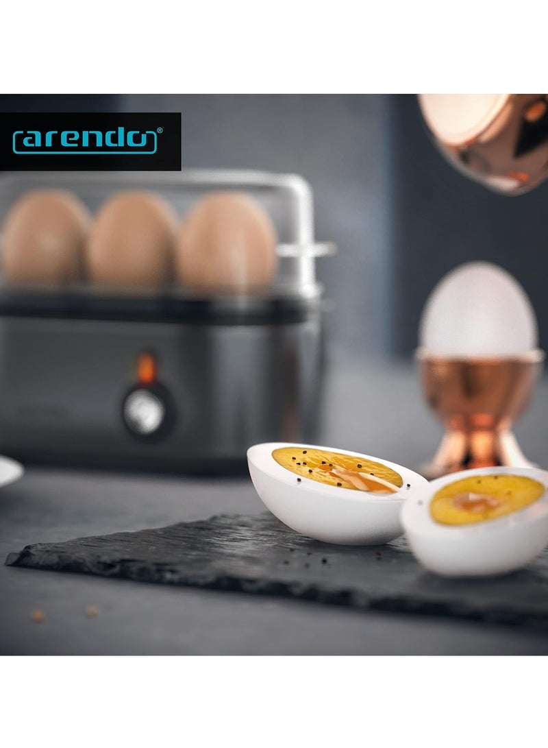 Electric Egg Boiler - 1 to 3 Eggs, Automatic Cooker, Warming Function, Stainless Steel, Cool Grey