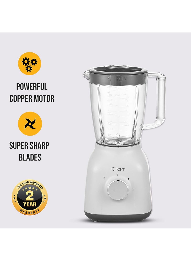 Clikon 2 in 1 Countertop Blender with 1.5 Liter & 0.5 Liter BPA Free Jars, Wet and Dry Grinder Jar, 350 Watts