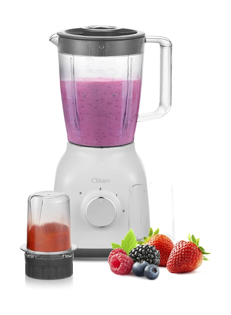 Clikon 2 in 1 Countertop Blender with 1.5 Liter & 0.5 Liter BPA Free Jars, Wet and Dry Grinder Jar, 350 Watts