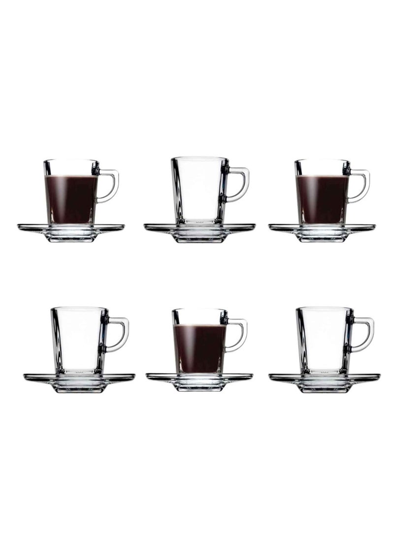 12 Pieces Carre Espresso Set 6 Pieces 72 Ml Espresso Cup And 6 Pieces Plate