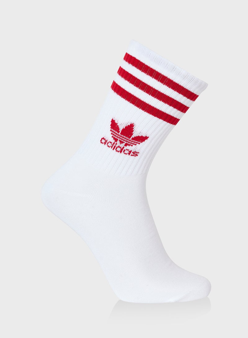 3 Pack 3 Stripe Crew Socks