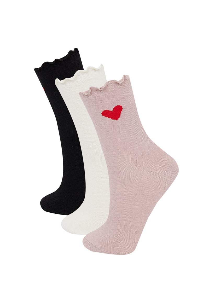 Relax Fit Elasticated 3-Pack Cotton Long Socks