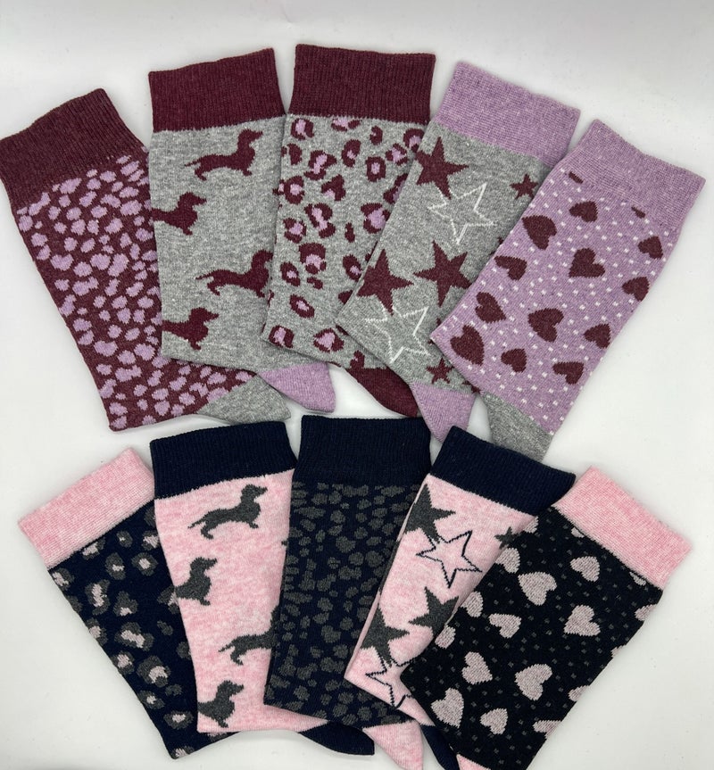 Daily 10 Pairs Women's Cotton Daily Sports Patterned Fun Socks