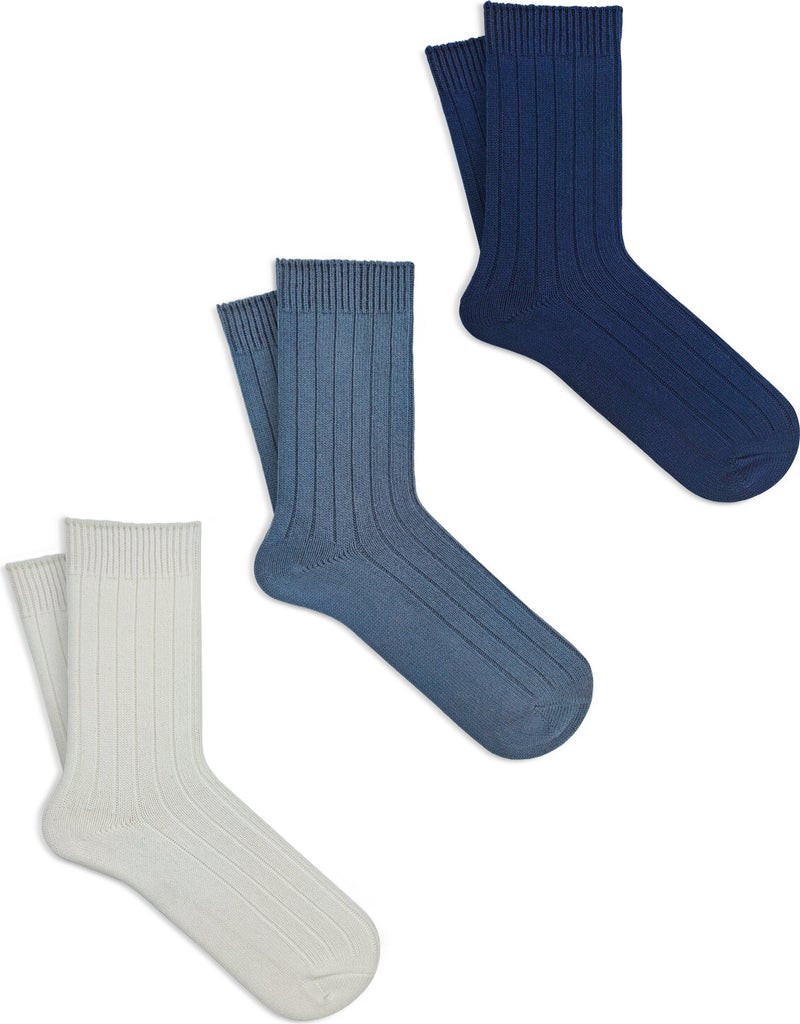 3-Piece Corded Cotton Medium Thick Winter Socks