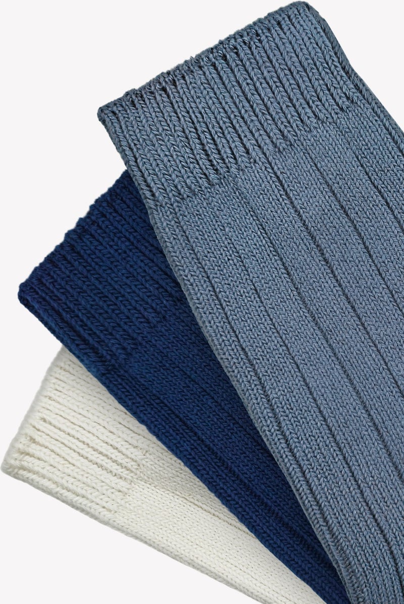 3-Piece Corded Cotton Medium Thick Winter Socks