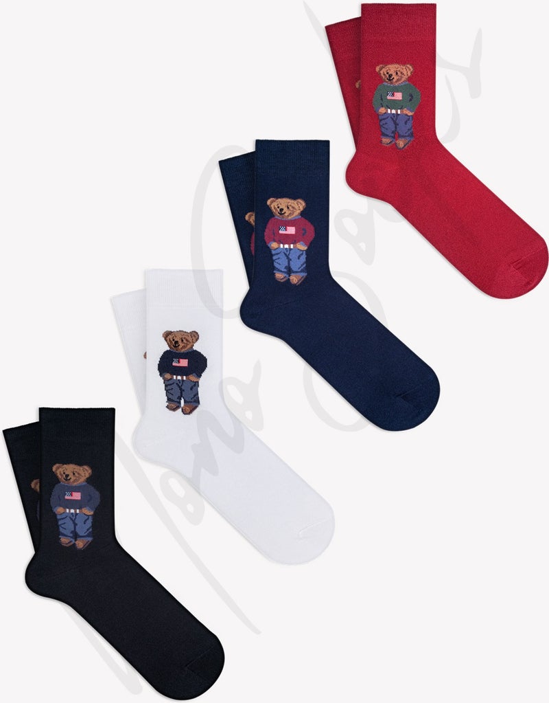 4 Pack Teddy Bear Socks