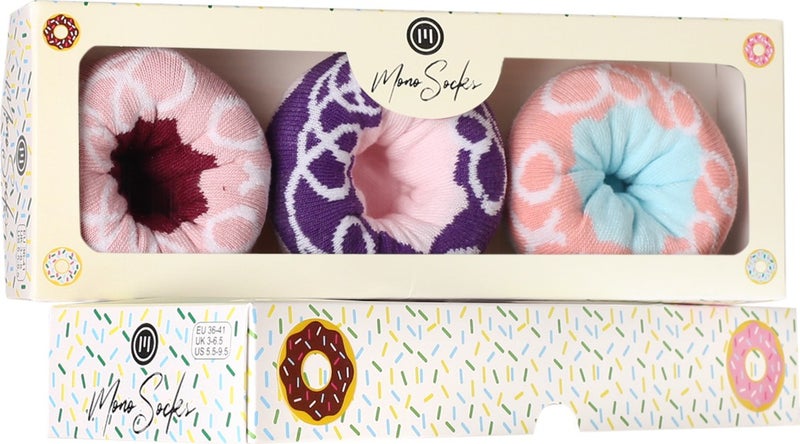 Women's Colorful Nuty Chocolate 3-Piece Donut Socks