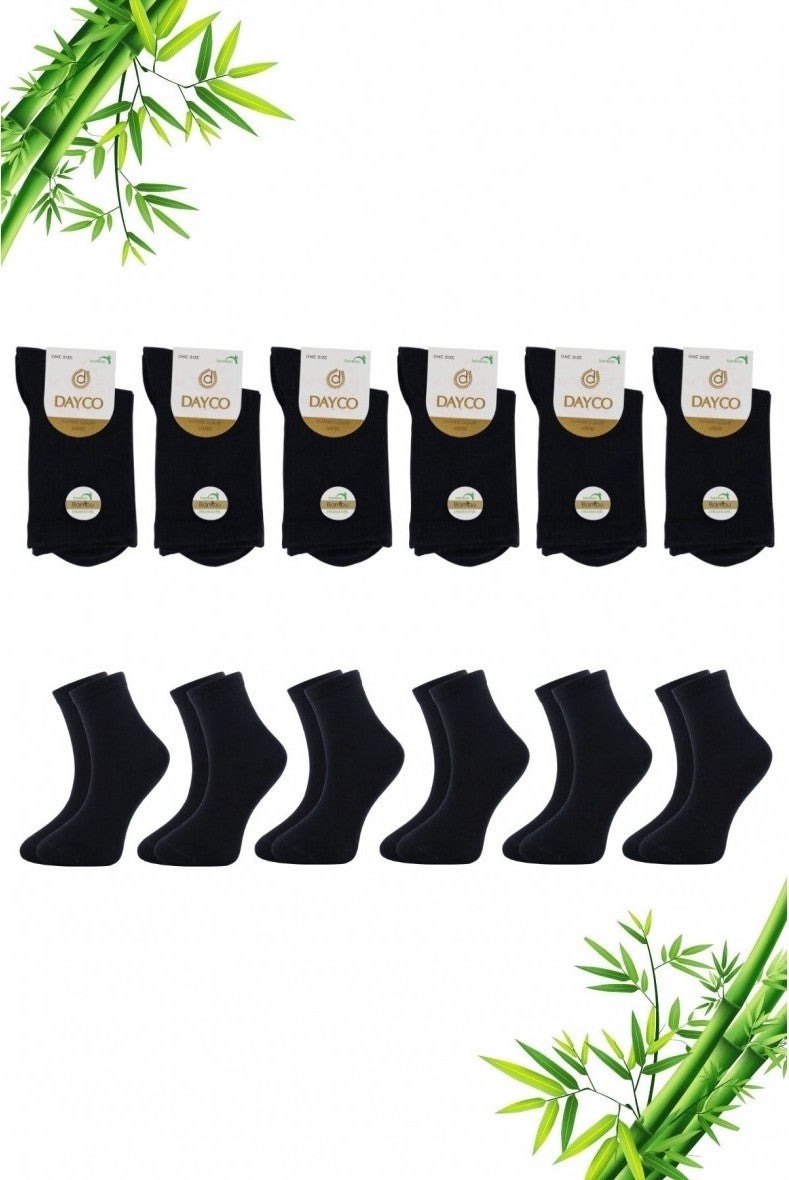 Seamless Black Color Women's Bamboo Socks Pack of 6