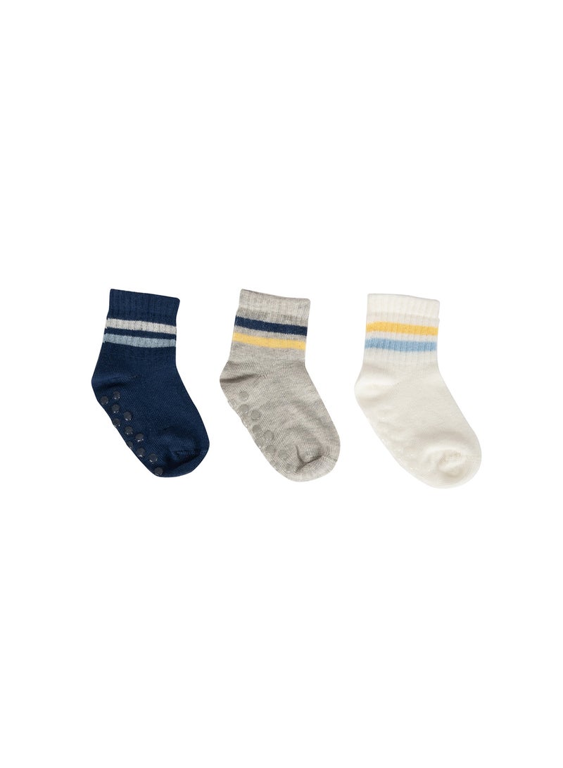 3-Pack Cotton Long Socks With Anti-Slip Soles