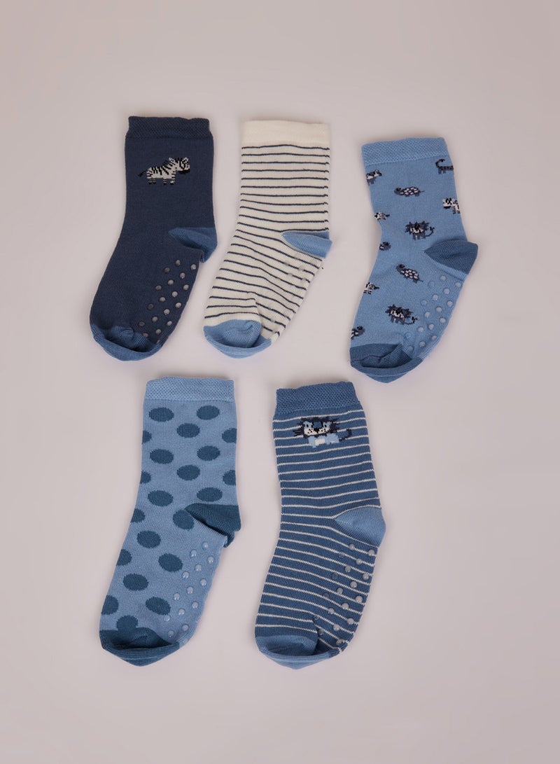 5-Pack Cotton Non-Slip Sole Long Socks