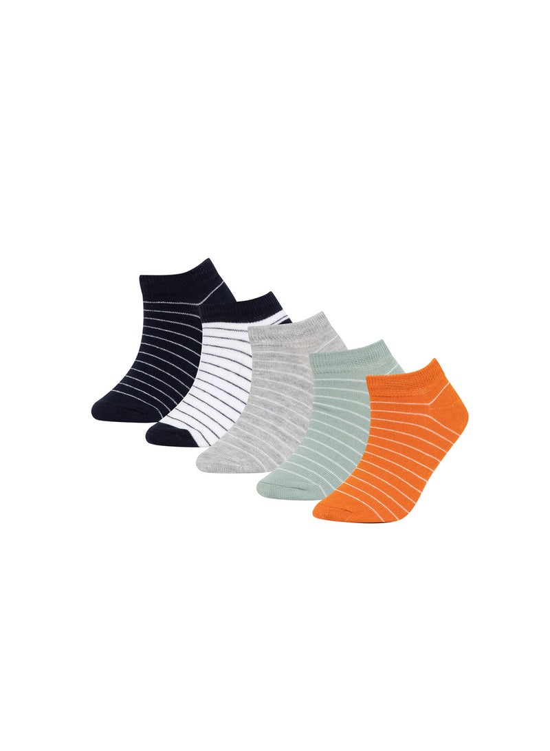 5-Pack Cotton Striped Ankle Socks