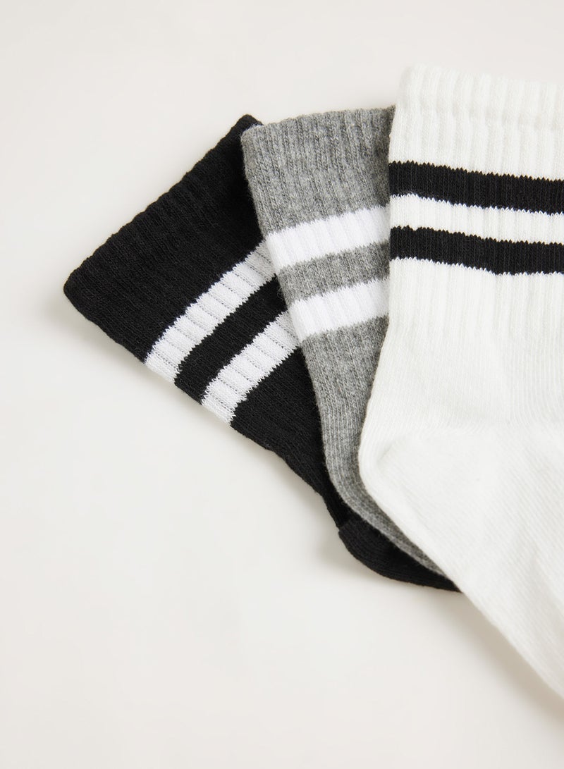 3-Pack Cotton Ring Patterned Long Socks