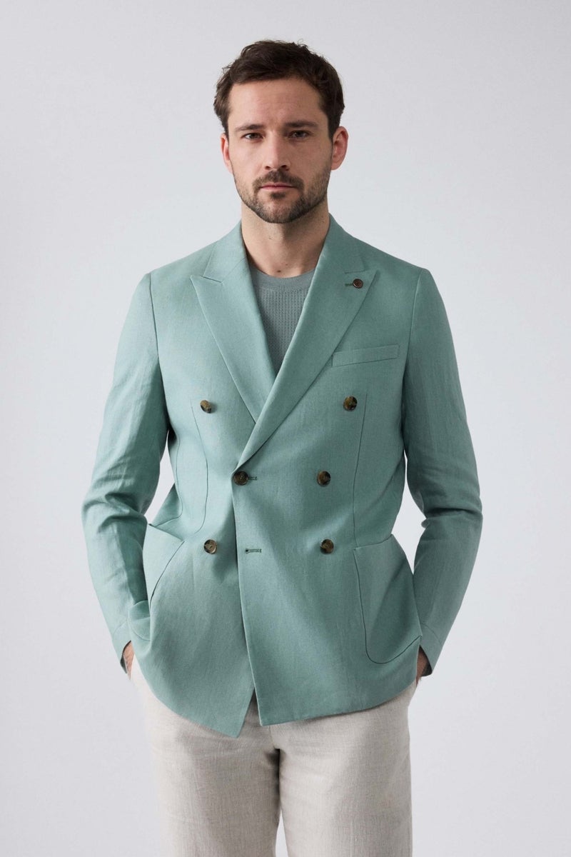 D'S Groom Slim Fit Green Plain Fabric Jacket 2DC04EV254220