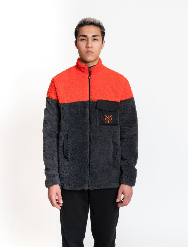 Plush Jacket 02 - Antrachite / Orange Windproof Men's Fleece