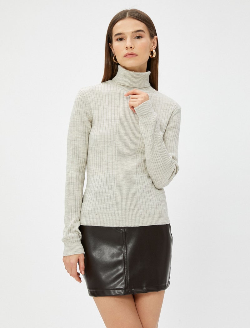 Ribbed Knitwear Sweater Turtleneck