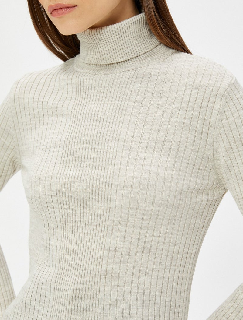 Ribbed Knitwear Sweater Turtleneck