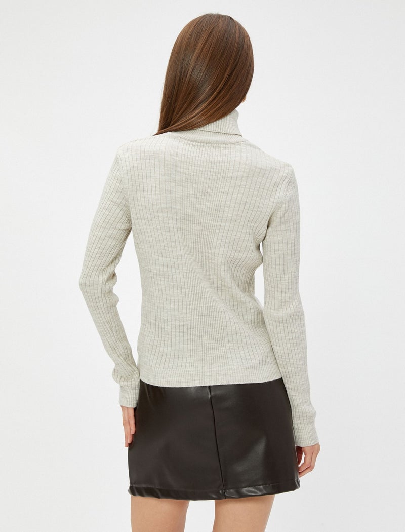 Ribbed Knitwear Sweater Turtleneck