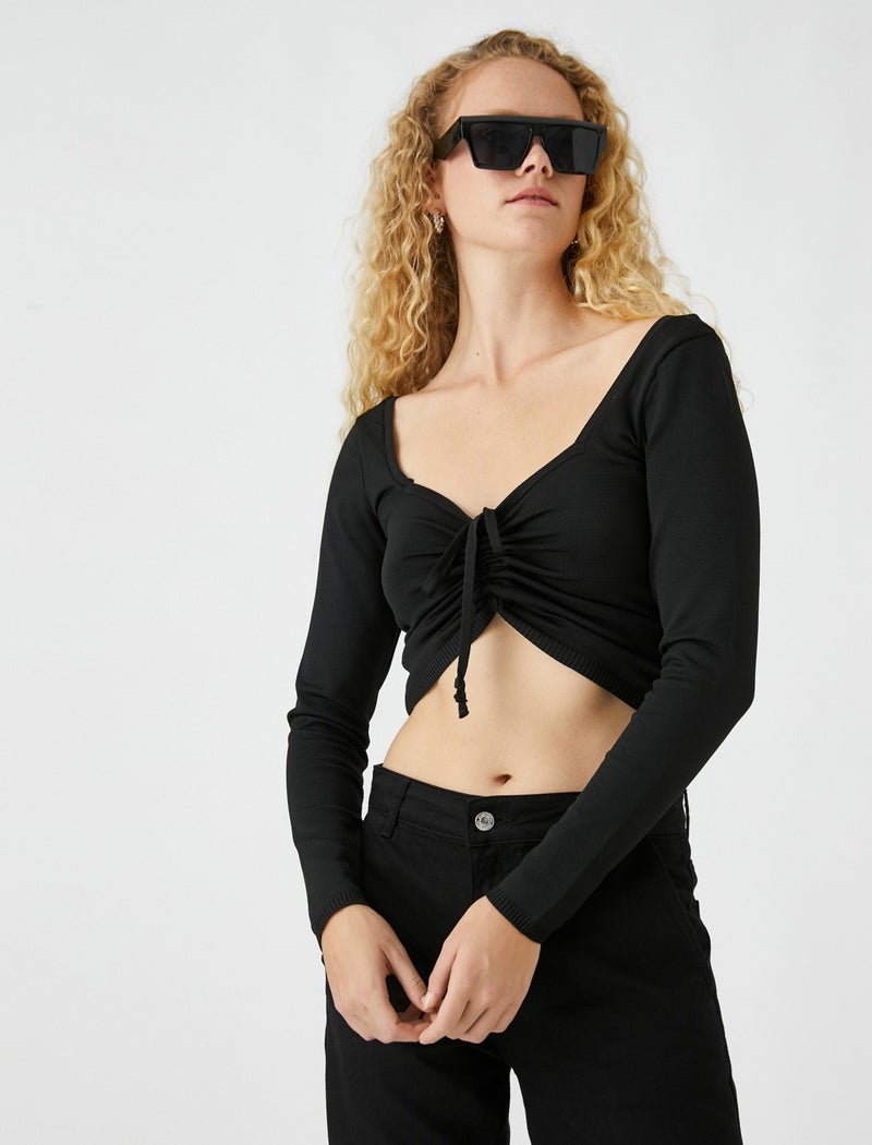 Drawstring Crop Sweater