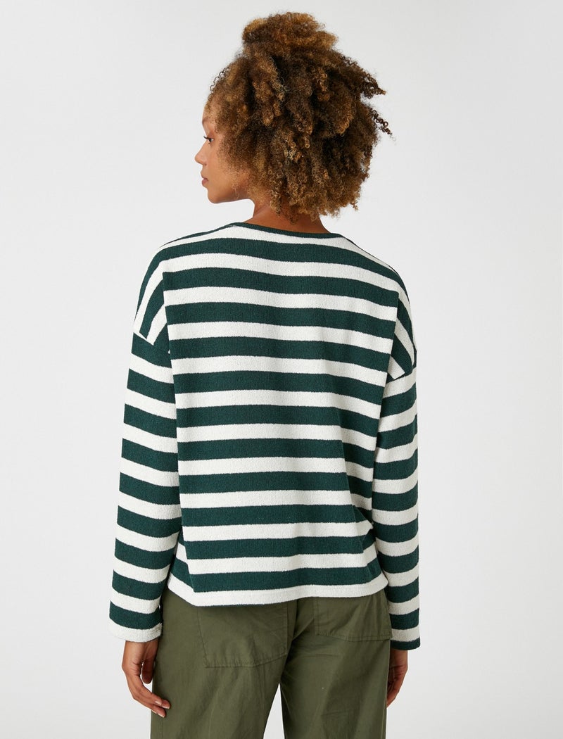 Crew Neck Sweater Long Sleeve Patterned