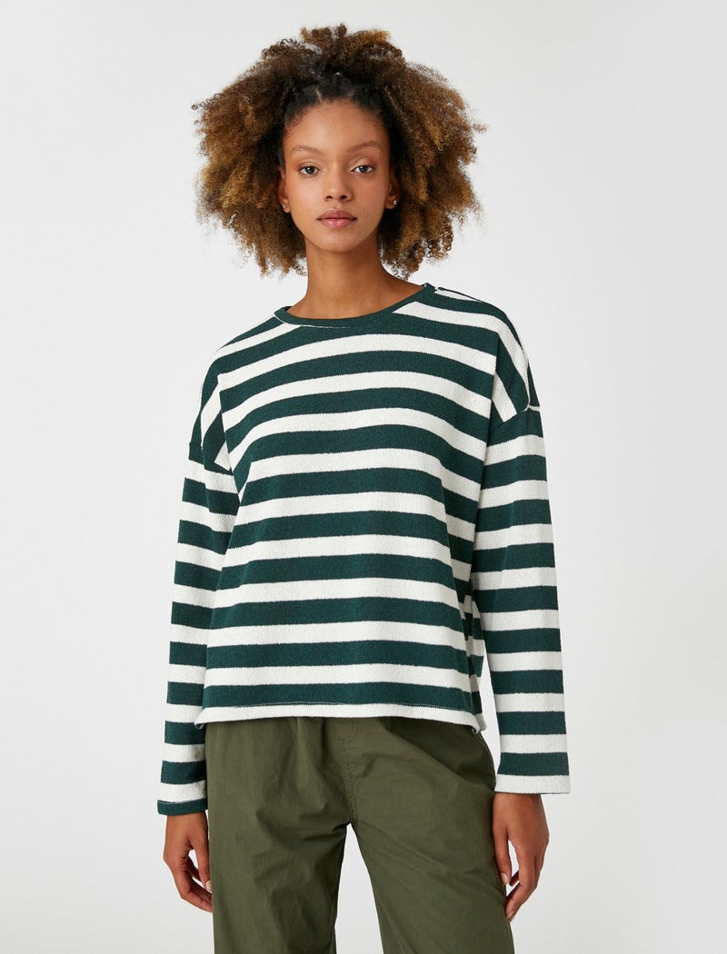 Crew Neck Sweater Long Sleeve Patterned