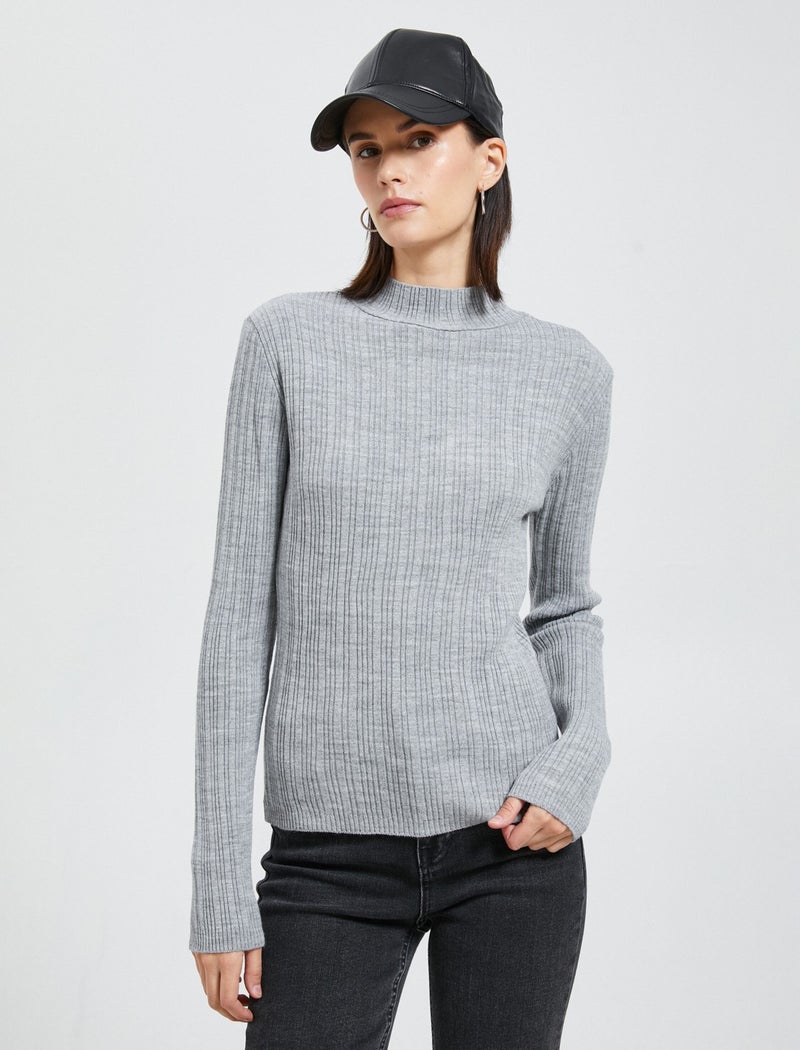 Ribbed Knitwear Sweater Half Turtleneck