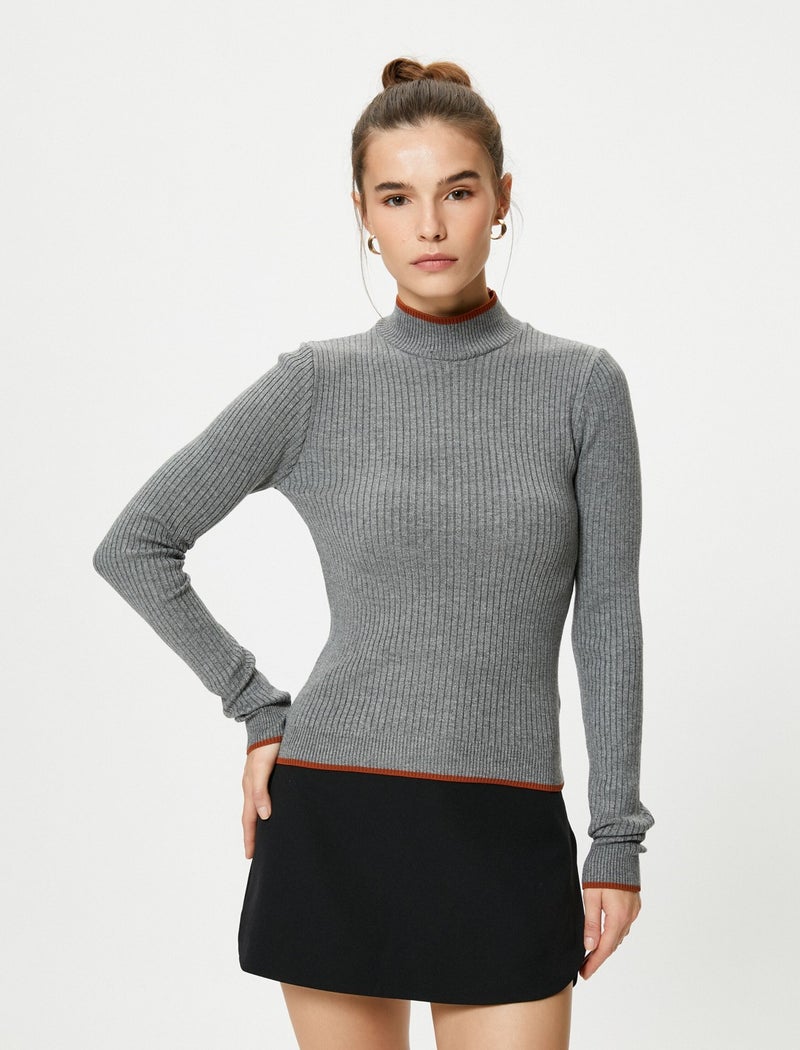 Turtleneck Knitwear Sweater Ribbed Viscose Blend