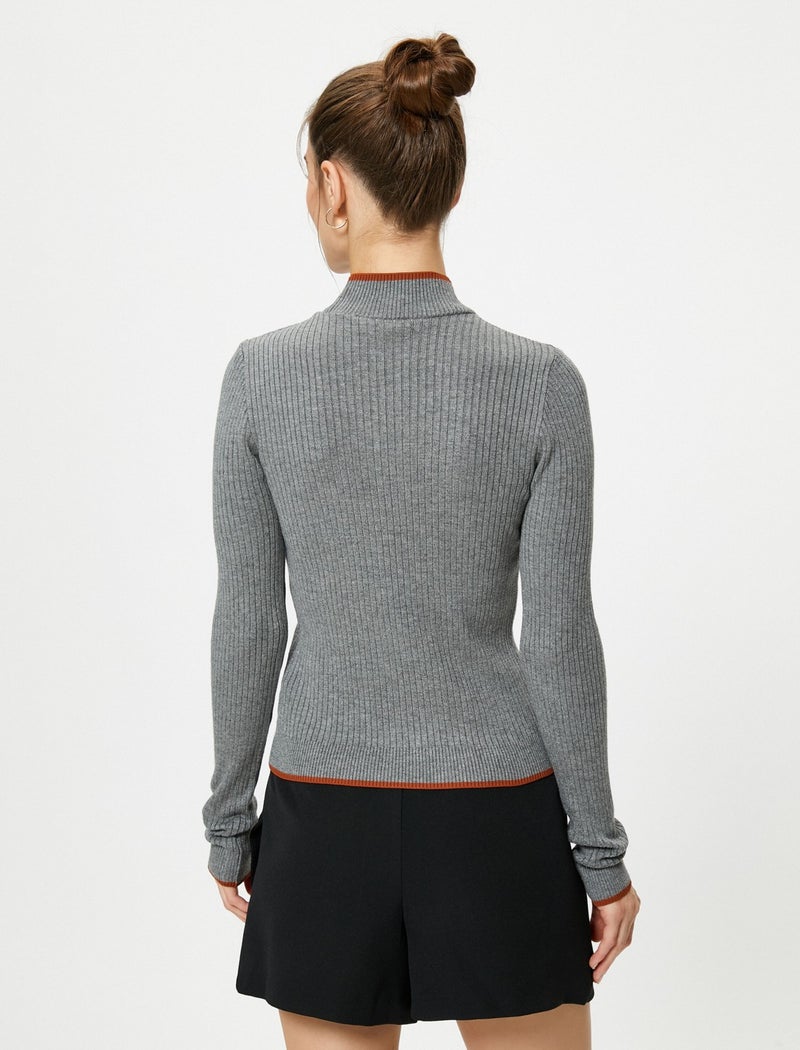 Turtleneck Knitwear Sweater Ribbed Viscose Blend