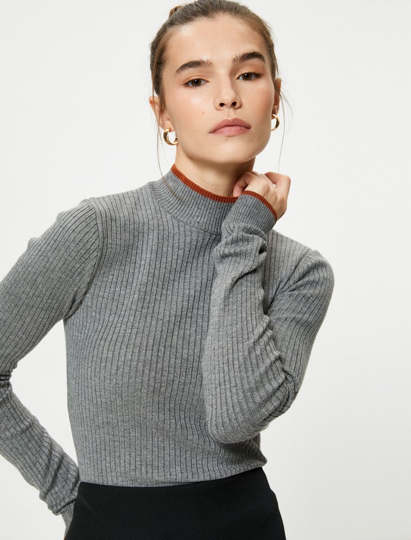 Turtleneck Knitwear Sweater Ribbed Viscose Blend