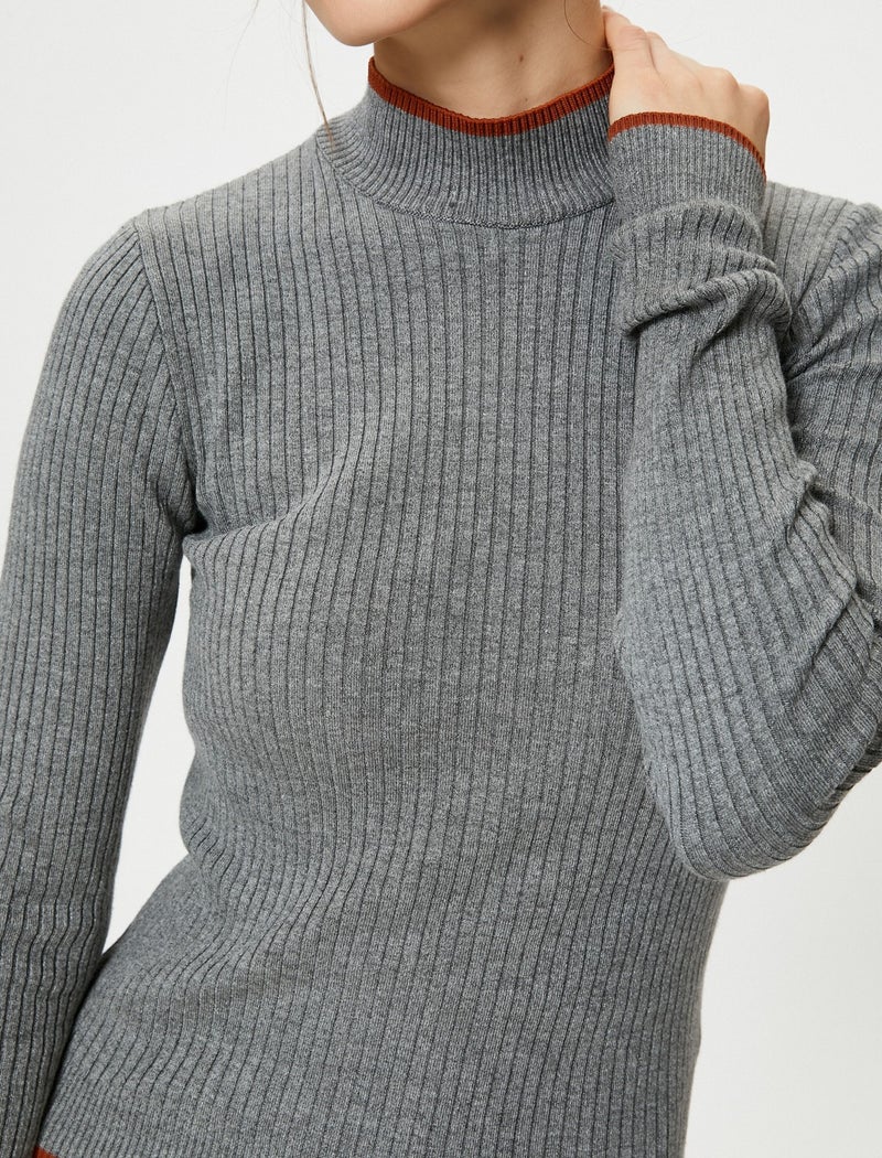 Turtleneck Knitwear Sweater Ribbed Viscose Blend