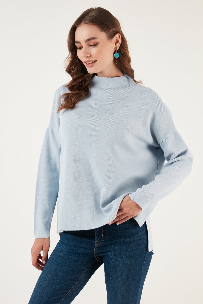 Long Back High Collar Fine Knitwear Sweater Women's Sweater 4615002