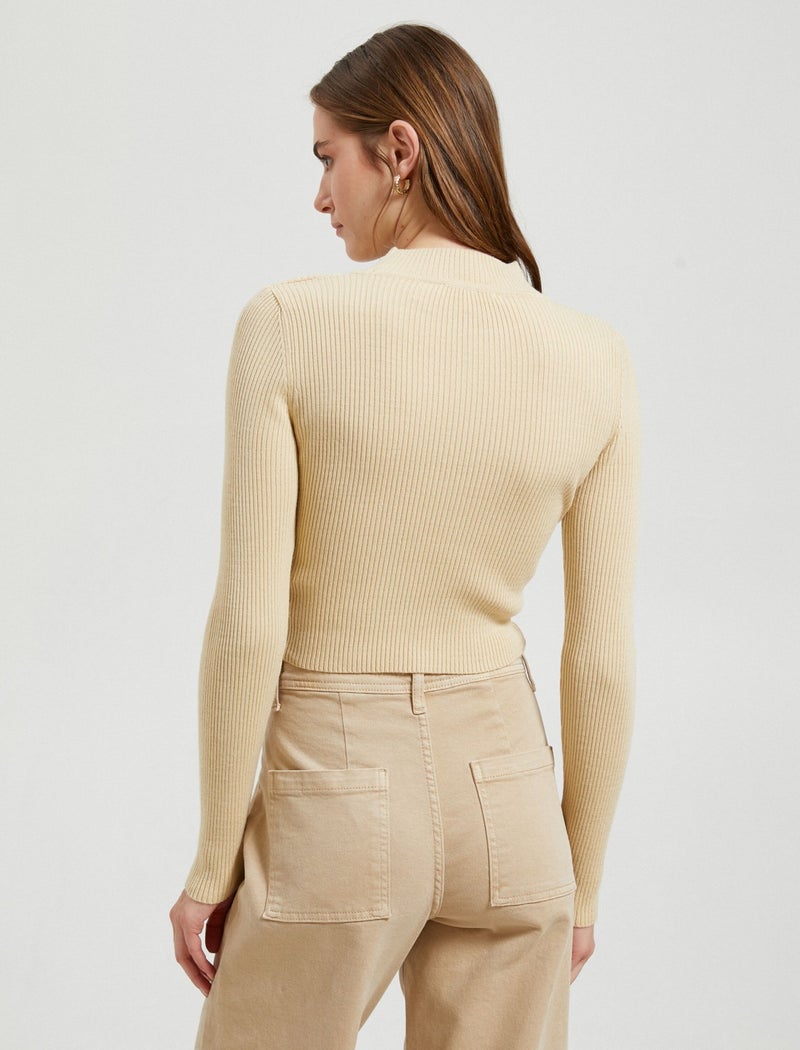 Crop Sweater Half Turtleneck Ribbed