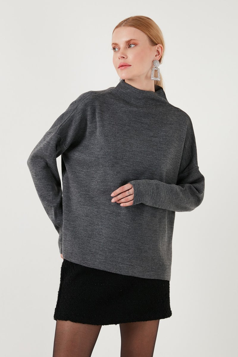 Long Back High Collar Fine Knitwear Sweater Women's Sweater 4615002