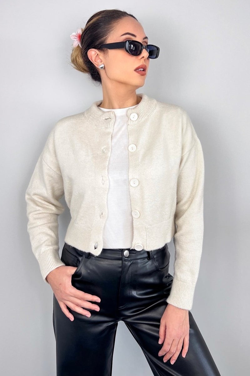 Women's Crop Soft Texture Cardigan